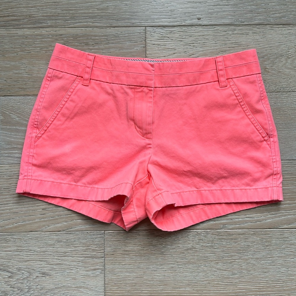 J. Crew 3” chino shorts Size 2 Color Bright Neon Peach / Coral